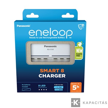 eneloop BQ-CC63E AA/AAA akkumulátor 1-8 cella töltésére