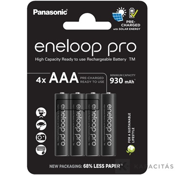 eneloop pro BK-4HCDE/4BE AAA/mikro 930mAh Ni-MH akkumulátor 4db/csomag